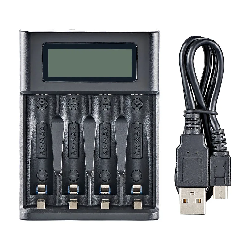 LCD-Display AA / AAA-Batterie USB-Ladegerät 4 Steckplätze für NI-MH / NI-CD AA AAA 1,2 V wiederaufladbare