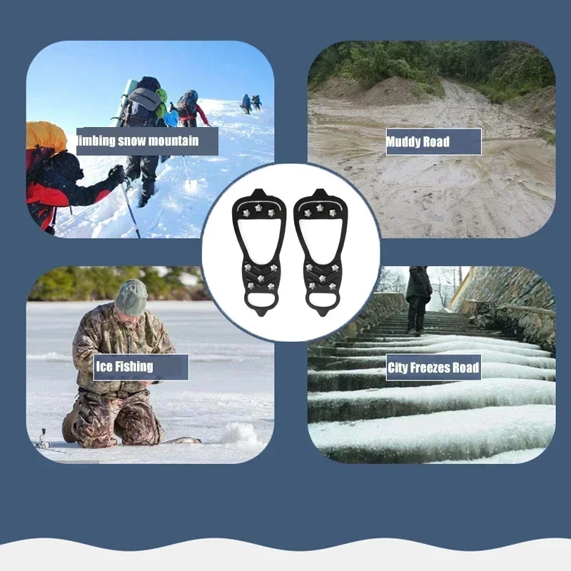 8 Zähne Eisgreifer Spike Schuhe Winter Outdoor Anti-Rutsch Wandern – Bild 6