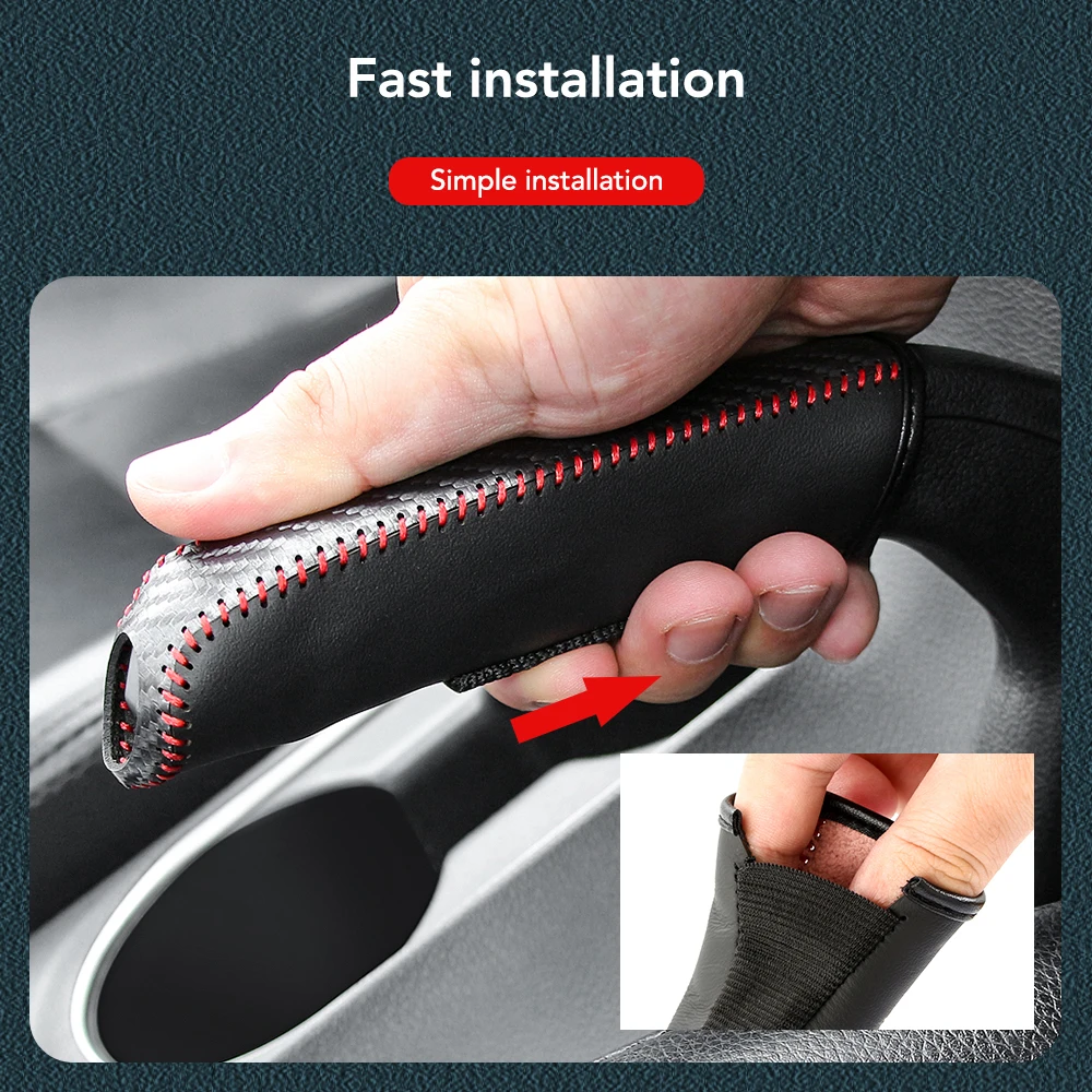 Carbon Fiber Auto Leder Handbremse Abdeckung Schutzhülle Handbremse – Bild 5