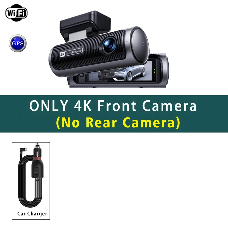 Dashcam 3840*2160P 4K + 4K Dual-Objektiv Auto-DVR-Kamera mit 5G WiFi GPS Dashcam Black Box Videoaufzeichnung
