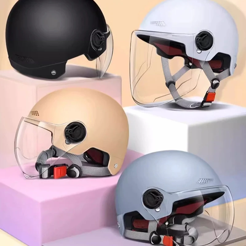 Halbhelm für Erwachsene mit Schutzbrille für Motorrad und Fahrrad – Bild 5