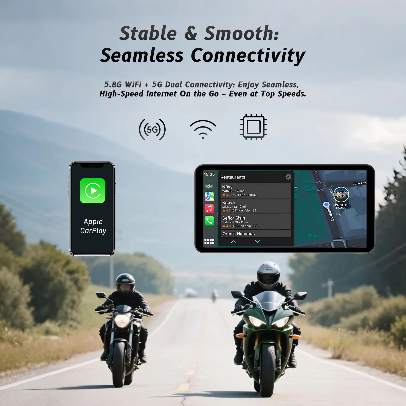 6-Zoll-Motorrad-Smart-Display - kabelloses CarPlay und Android Auto | – Bild 4
