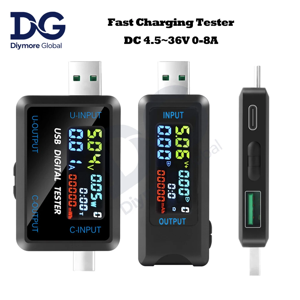 Schnellladetester, 10-in-1, USB, 4,5-36 V, 0-8 A, Voltmeter, Strom, Spannung, Volt, Amperemeter, Detektor