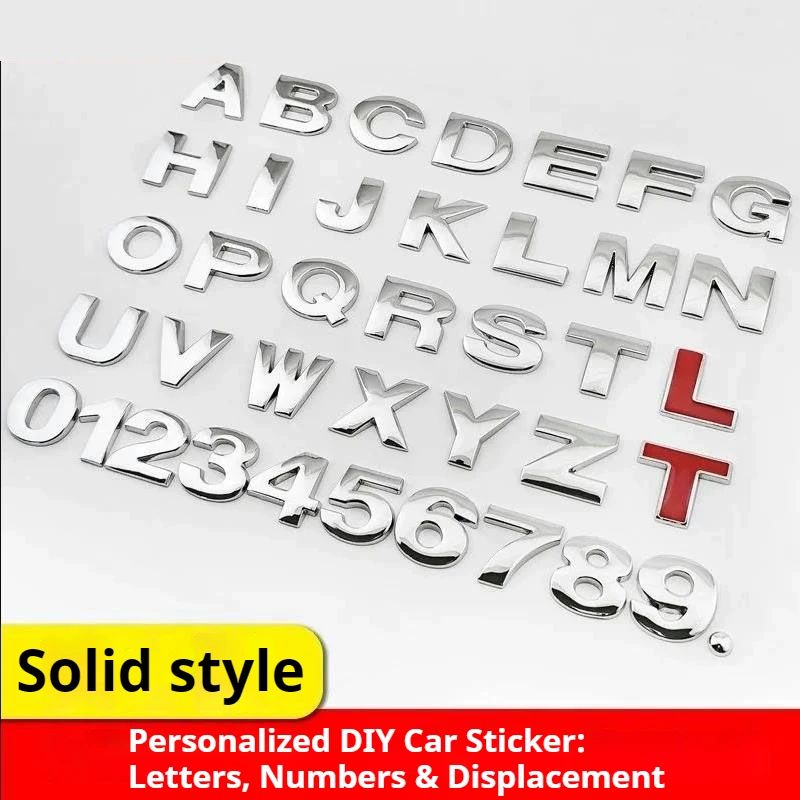 Autoaufkleber 3D Metall Dekorative Autoaufkleber Personalisierte DIY Buchstaben- und Zahlenmodifikationen