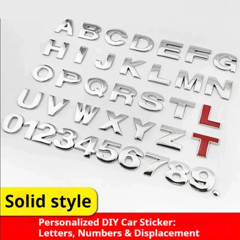 Autoaufkleber 3D Metall Dekorative Autoaufkleber Personalisierte DIY Buchstaben- und Zahlenmodifikationen