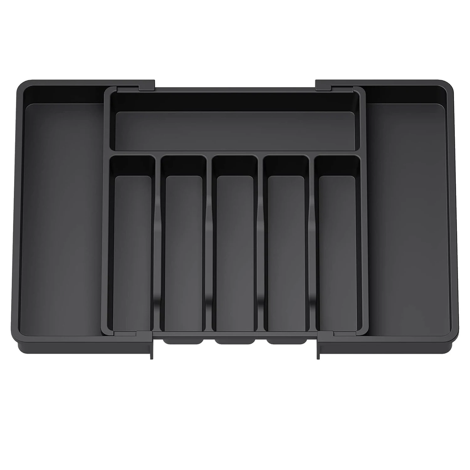 Upgrade verstellbarer Besteck-Geschirr-Organizer - multifunktionaler Schubladen-Organizer aus Kunststoff