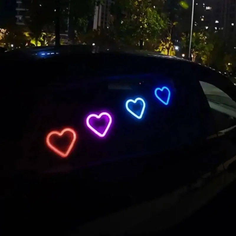 Solarbetriebene LED-Neonlichter für Autofenster - herzförmiges – Bild 3