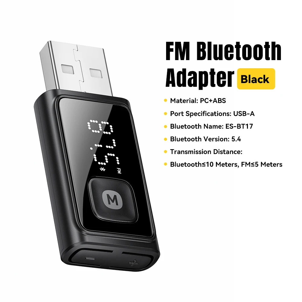 Bluetooth 5.4 FM-Transmitter Kabelloser Auto-Audioempfänger Freisprechanlage mit Mikrofon Auto-Stereo