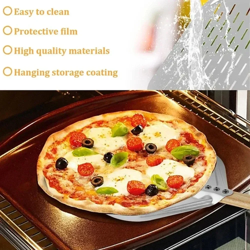 12-Zoll-Pizzaschaufel aus Metall, antihaftbeschichtet, Pizzaschale – Bild 2