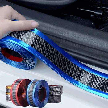 Auto Schwelle Streifen Anti Scratch Einstiegsleisten Gummi Streifen Carbon Faser Auto Schwelle Schutz