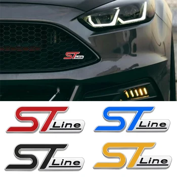 3D Metall ST Linie Kopf Kühlergrill Auto Emblem Abzeichen Chrom Aufkleber für FORD ST Focus x 2 3 Kuga FIESTA