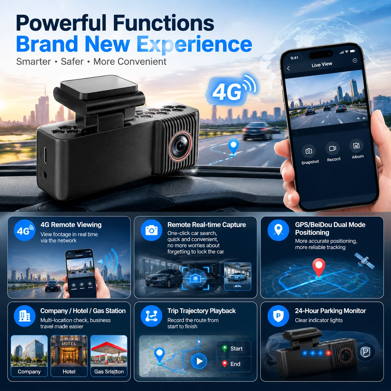4K-Dashcam mit Parküberwachung, Nachtsicht, intelligenter – Bild 3