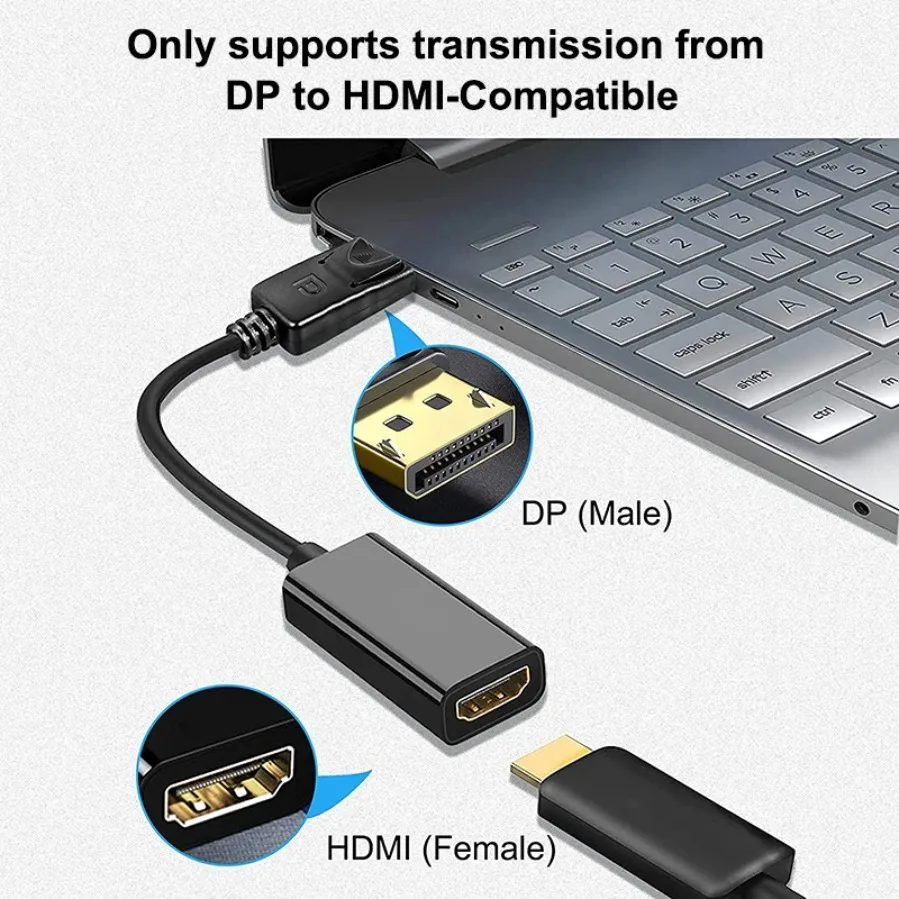 DisplayPort auf HDMI Kabel 4K, Stecker auf Buchse, für PC und Laptop – Bild 2
