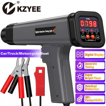 KZYEE KT60 Auto Digital 2 & 4 Takt Benzin Motor Timing Licht 12V Auto Zündung Timing Licht Induktive Strobe