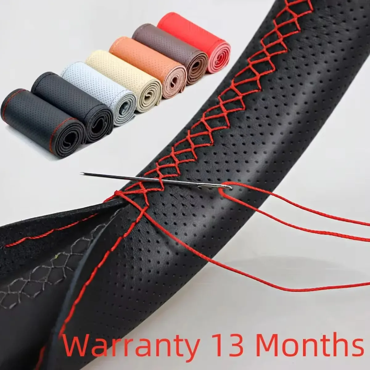 Universelles Lederlenkrad auf der Abdeckung genäht, passend für 38cm 14 "DIY genäht atmungsaktiv und rutsch