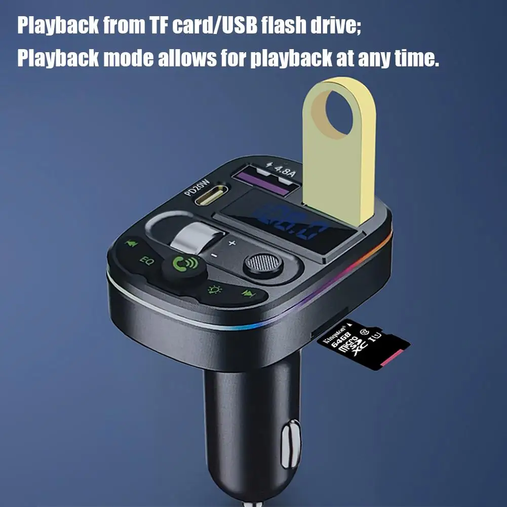 Bluetooth 5.3 FM-Transmitter Freisprecheinrichtung Auto AUX Radio – Bild 6