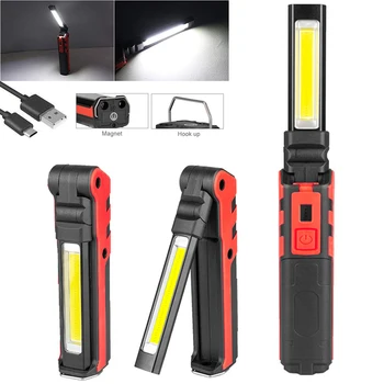Tragbare LED-Arbeitsleuchte, USB wiederaufladbar, faltbar, Taschenlampe, Magnethaken, Handlampe 270 ° Rotate