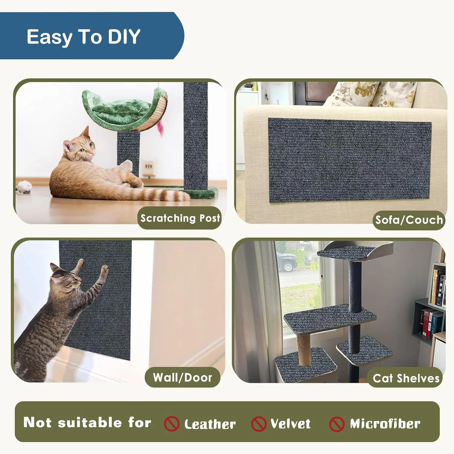 Wand selbstklebend Anti-Katzen-Kratz-Sofa DIY Katzen Kratzschutz – Bild 3