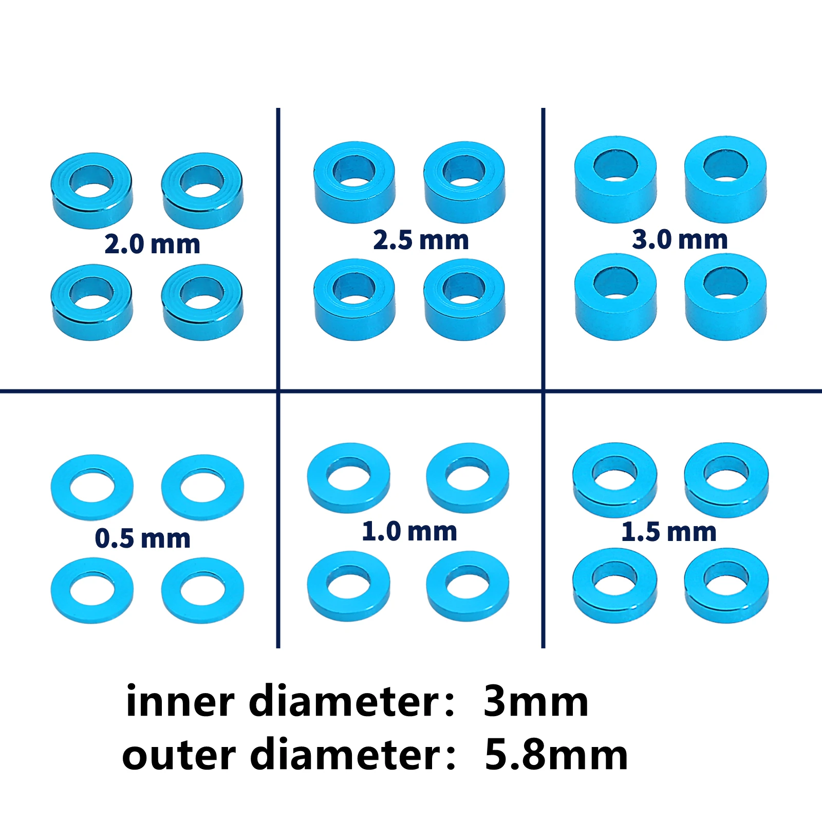 M3 Schraube Spacer Set 3mm Schrauben Flache Dichtung Unterlegscheibe Spacer Für RC Auto TAMIYA (24 Stück)