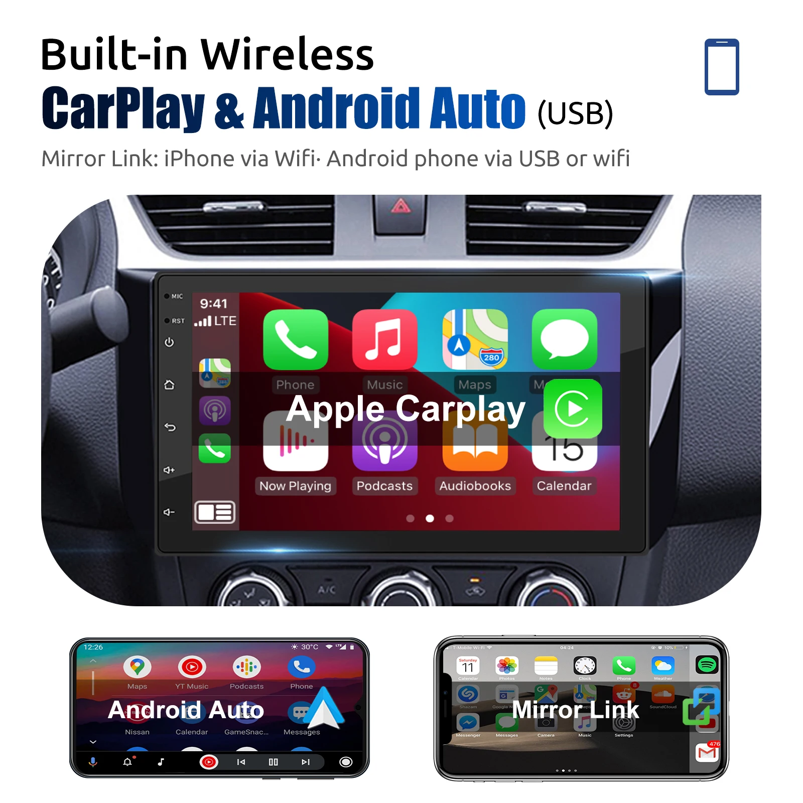ESSGOO 7 9 10 "Autoradio Android Auto Carplay Auto Stereo Multimedia – Bild 3