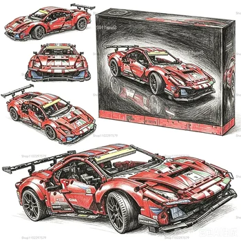1:8 Maßstab Rennwagen-Modellbausatz, mechanisches Sportwagen-Bauset, DIY-Sammelmodell-Spielzeug (1684 Stück)