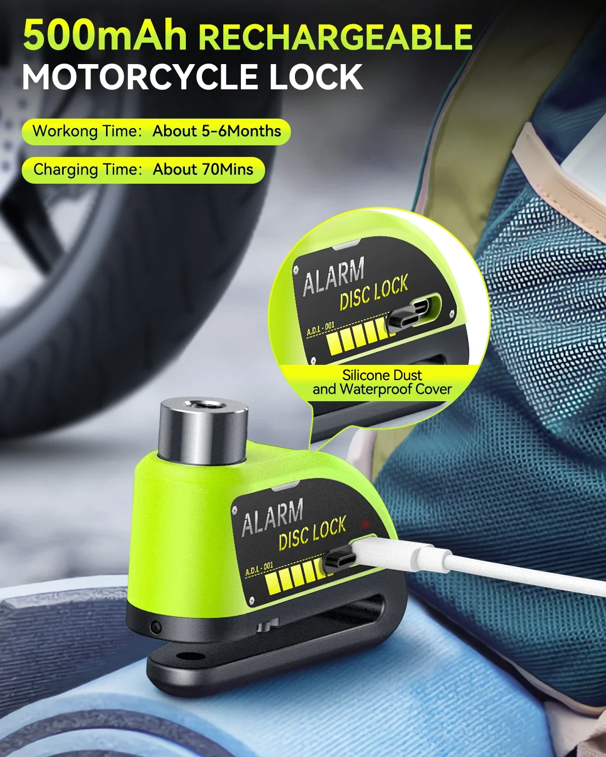 Extractme Motorrad Alarm Scheibenbremse Schloss Sicherheit Moto Rad – Bild 6