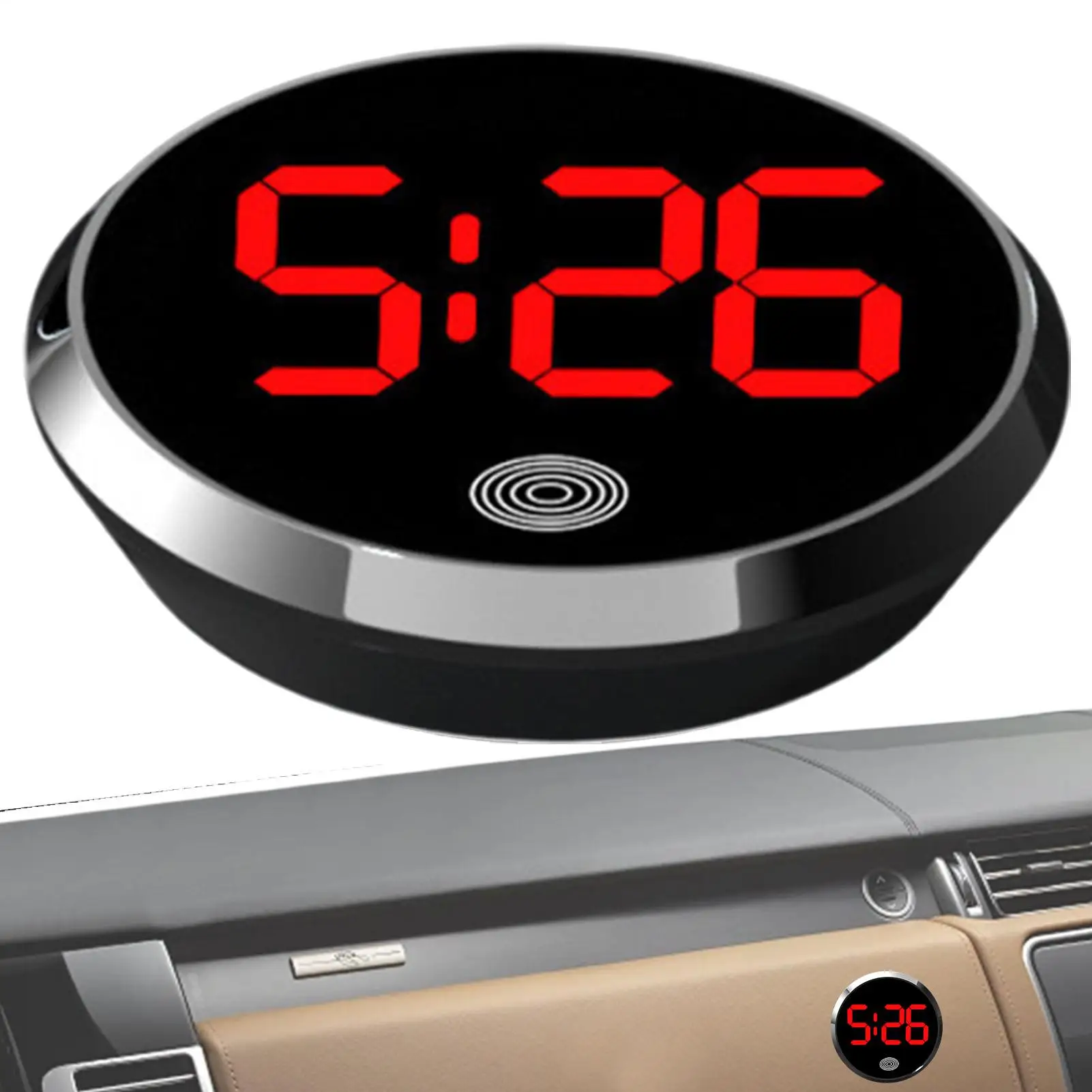 Mini-Digitaluhr für Auto, runde Automotive-Digitaluhr – Bild 2