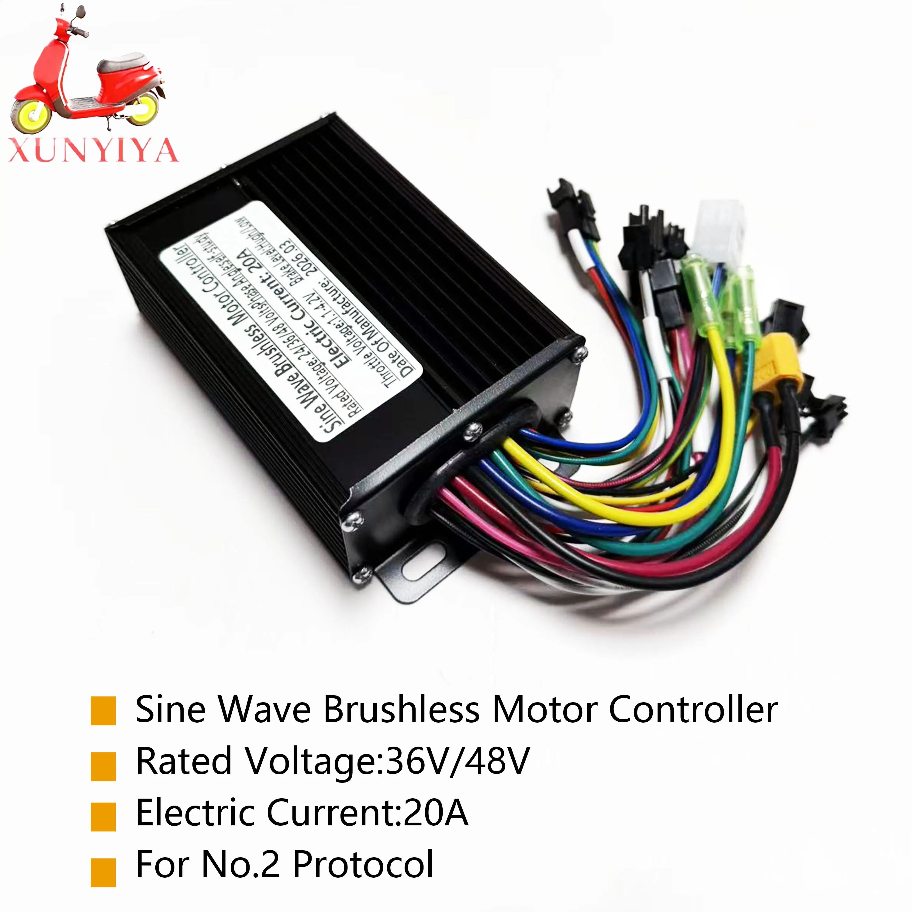 24V/36V/48V 20A Sinuswellen-Bürstenloser Motorcontroller 350W/500W für UART No.2 Protokoll S866 TF-100 SW900