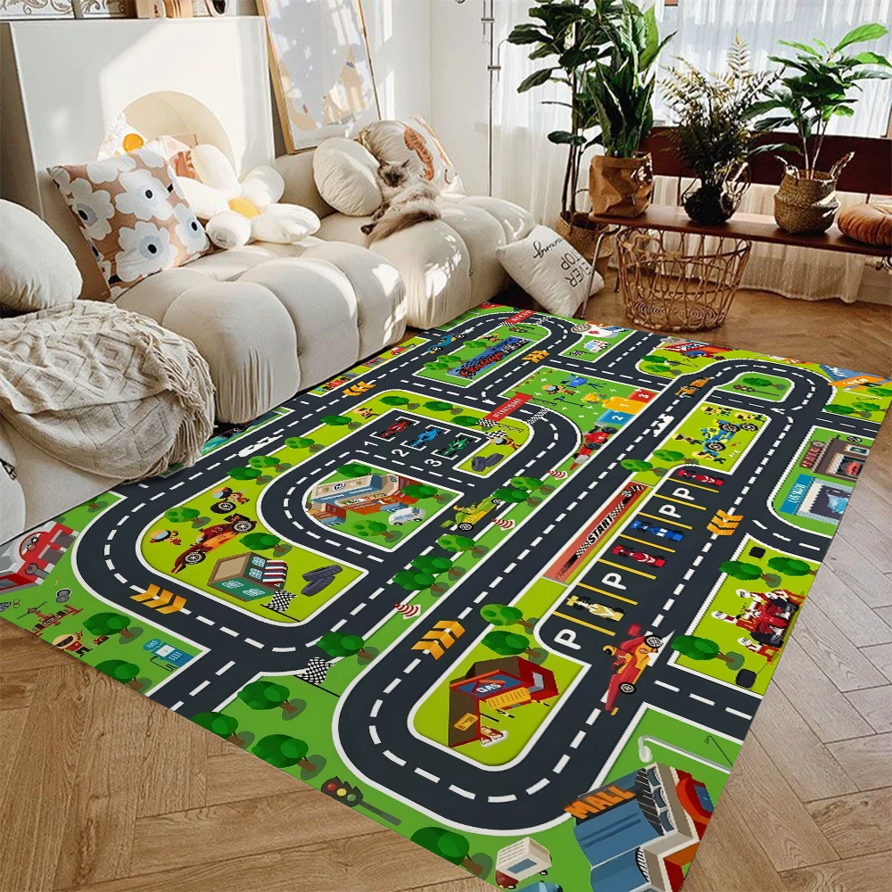 Auto-Spielmatte für Jungen und Mädchen, Highway City, Teppiche mit Verkehrsthema für Kinder, Spielzeugautos