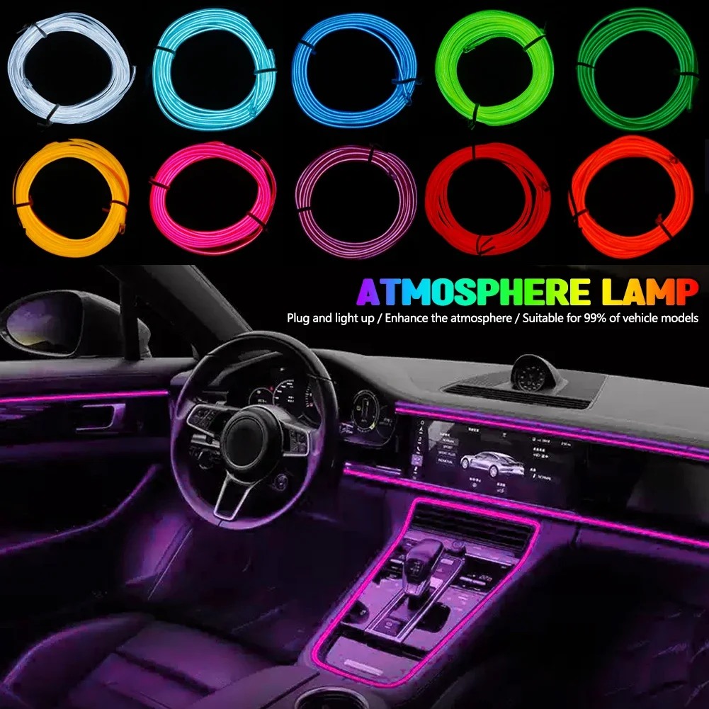 1-5m Auto Innen Atmosphäre Beleuchtung LED Streifen 5V DIY Flexible EL – Bild 4