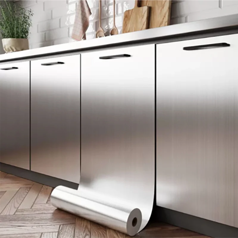 40 cm Metall-Wandaufkleber aus gebürstetem Silber, Edelstahl, für Küche, Wohnzimmer, Kühlschrank