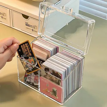 Karten-Organizer aus klarem Acryl - für 400 Karten, Präsentationsbox mit zwei Fächern für Postkarten