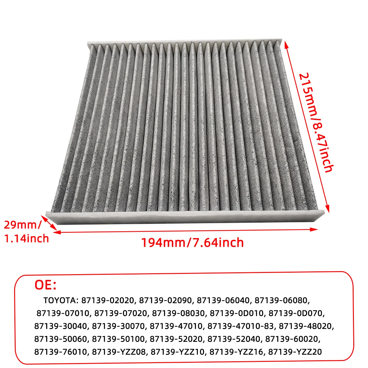 Auto Kabine Luftfilter 87139-02020 für Toyota RAV4 4Runner Camry Sequoia Prius Sienna Avalon Corolla Auto