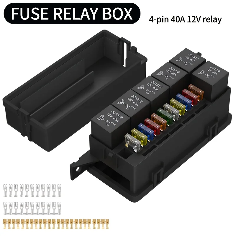 Sicherungskasten 12V Auto 11-Wege-Sicherung Relaiskastenblock mit 12V 40A Relais und Sicherungen, New Energy