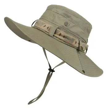 Sommer Männer Eimer Hut Im Freien UV Schutz Breiter Krempe Panama Safari Jagd Wandern Hut Mesh Fischer Hut
