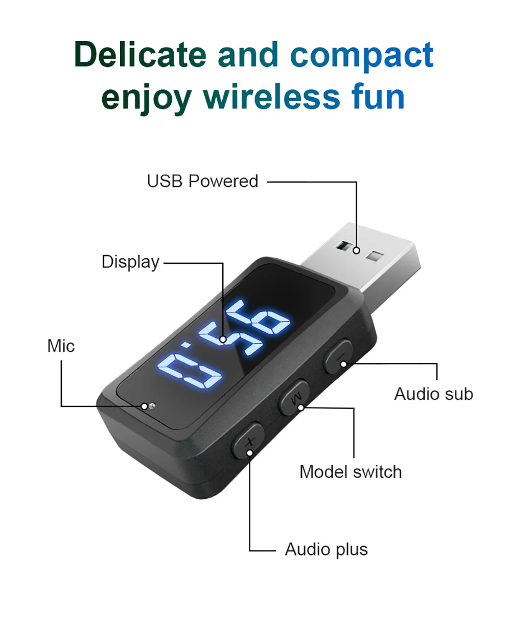 Bluetooth 5.6 Auto FM Sender Empfänger mit LED-Anzeige USB Wireless – Bild 5