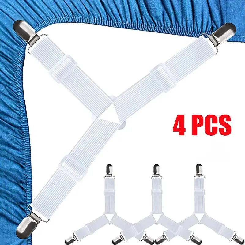 Elastische Bettlaken Greifer Drei Kopf Clips Greifer Halter Hosenträger Bettlaken Befestigungen (4 Stück)