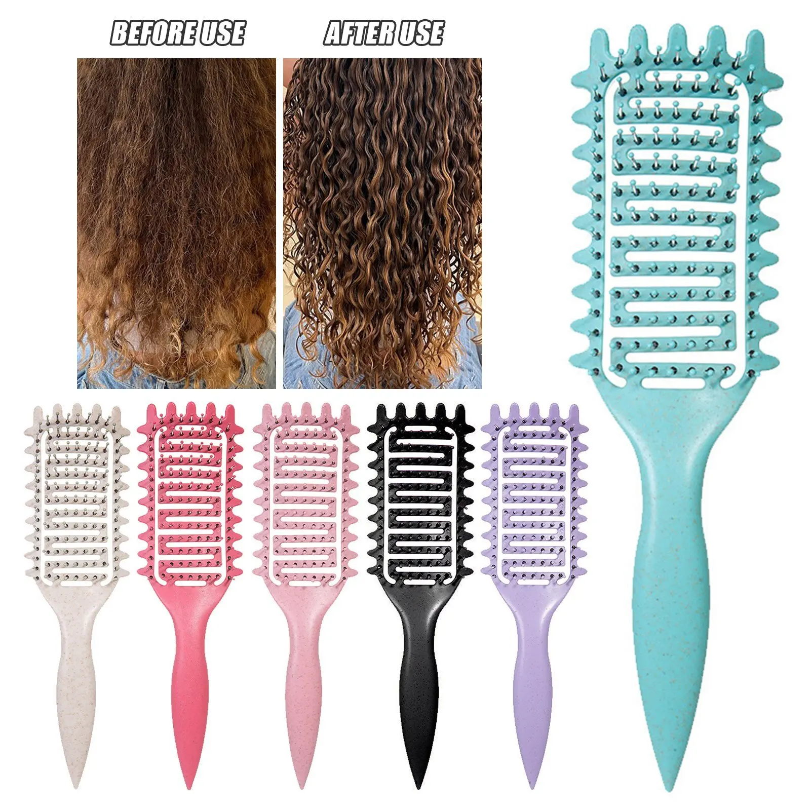 3-in-1-Locken definieren Styling-Bürste, aushöhlen, entwirrende Haarbürste, verwirrter Haarkamm, formende