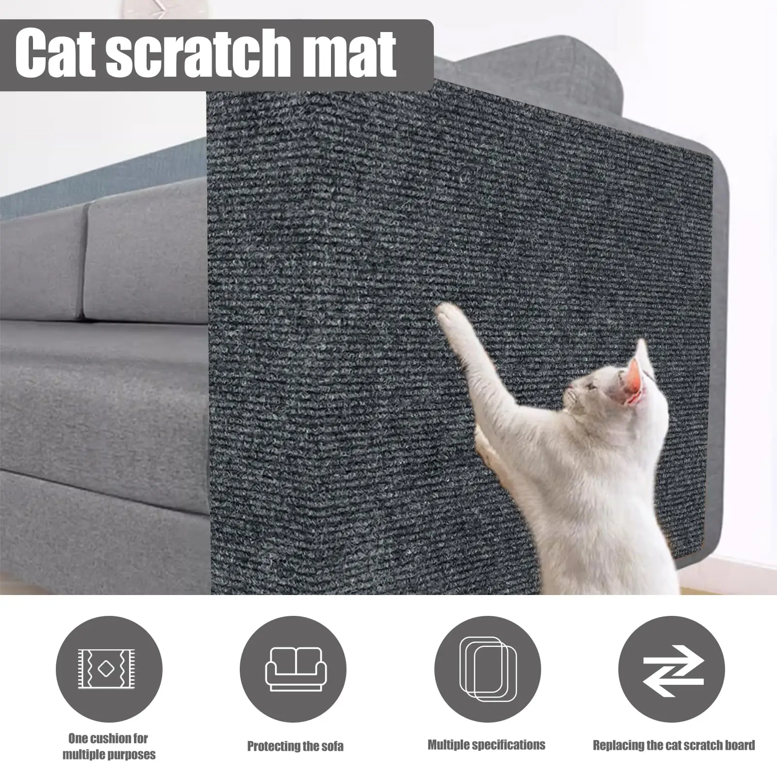 Anti-Kratzmatte für Katzen, zuschneidbar, selbstklebend, Teppichmatte – Bild 2
