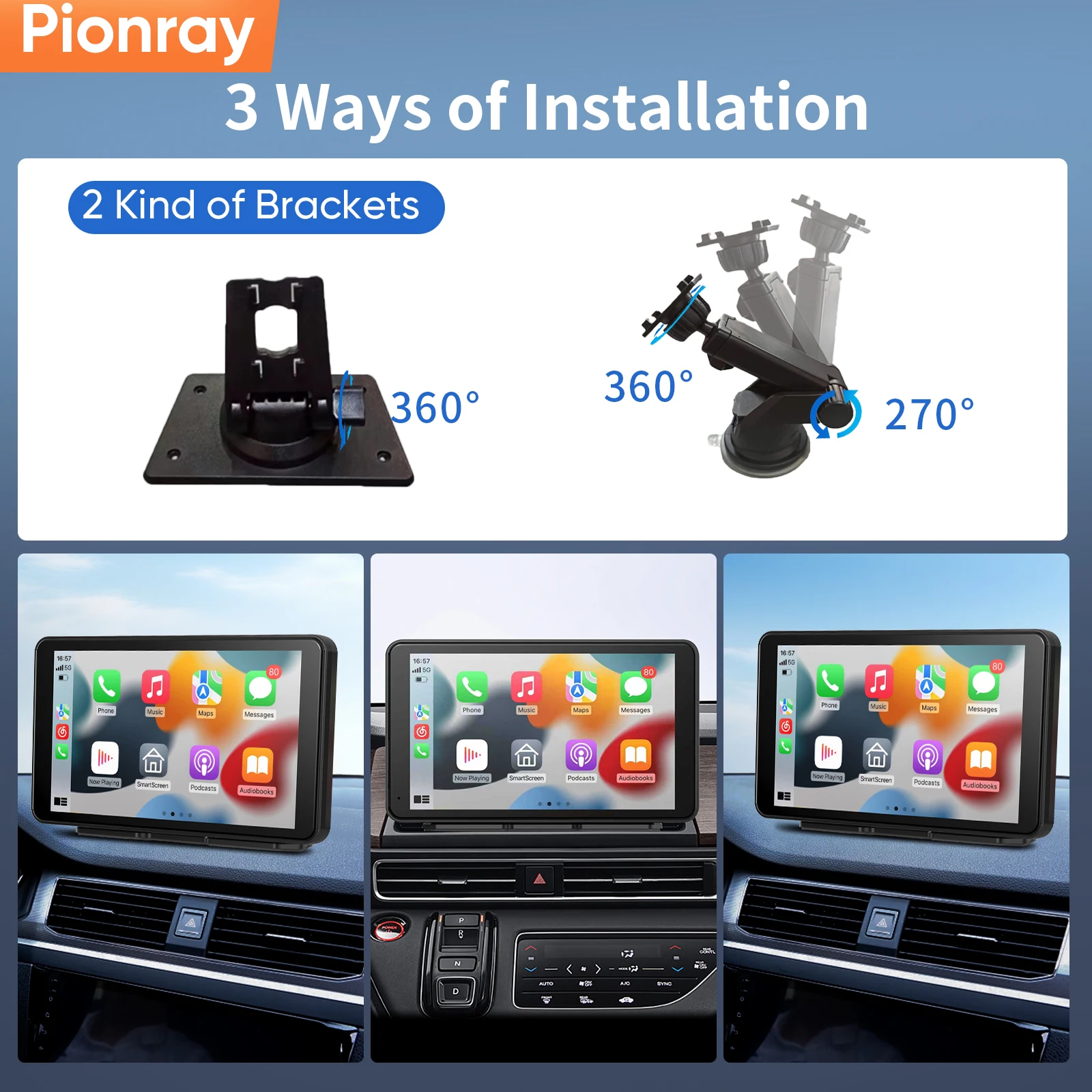 Pionray 7/10 Zoll Android Auto Universal Tragbare CarPlay für Auto – Bild 4