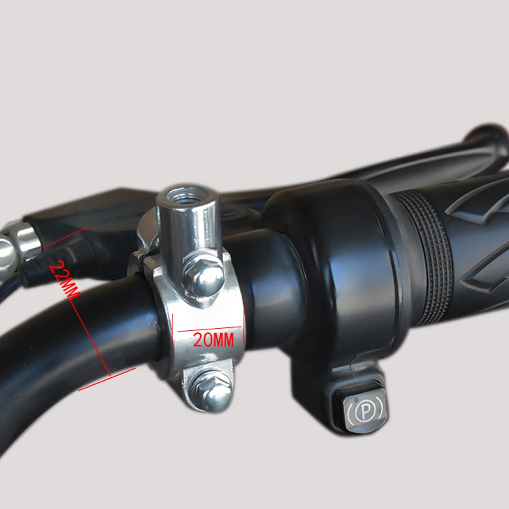 Motorrad Zubehör Schwarz Silber Spiegel Halterung Clamp (2 Stück) – Bild 4
