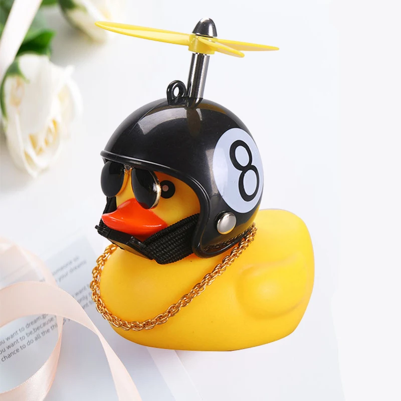 Auto Ente mit Helm gebrochenem Wind Anhänger kleine gelbe Ente Rennrad – Bild 3
