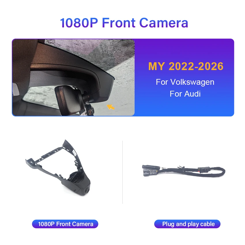 4K Dashcam für Volkswagen ID UNYX 2024 2025, für Audi Q4 Q5 E-Tron E Tron 2022-2026 Dashcam Auto DVR Kamera