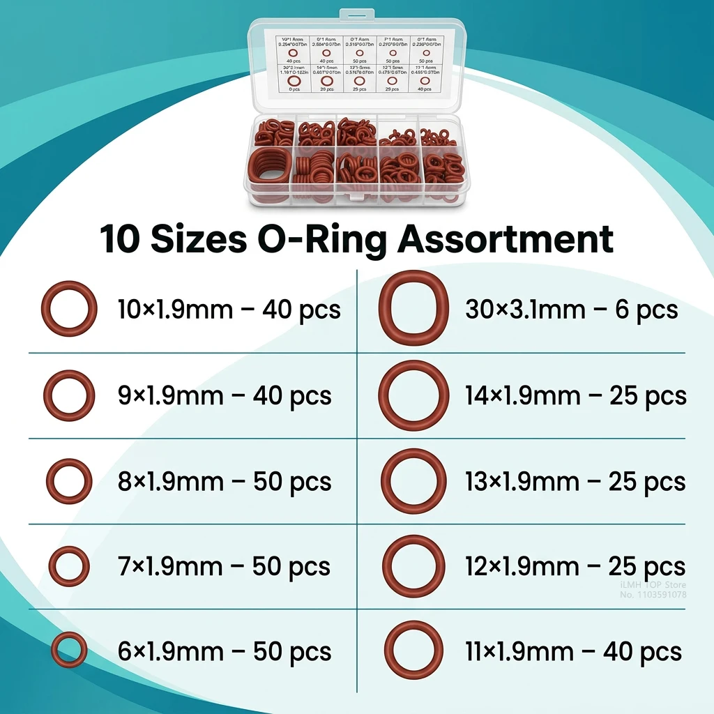 Silikon-O-Ring-Set, Nitrilkautschuk, öl (351 Stück) – Bild 6