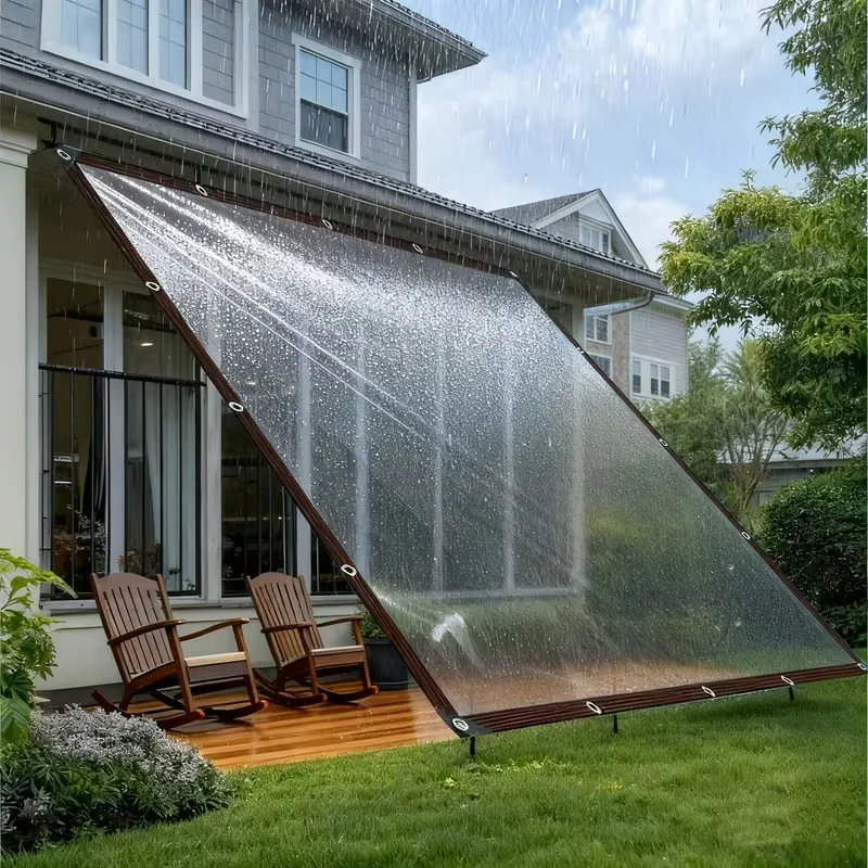 2x4m/2m Transparente Wasserdichte Plane, Reißfeste Abdeckplane mit Rostfreien Ösen für Terrasse, Garten