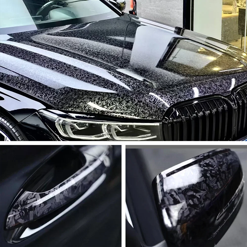 Glänzend schwarz geschmiedete Kohlefaser Vinyl Car Wrap Ghost Camo – Bild 3