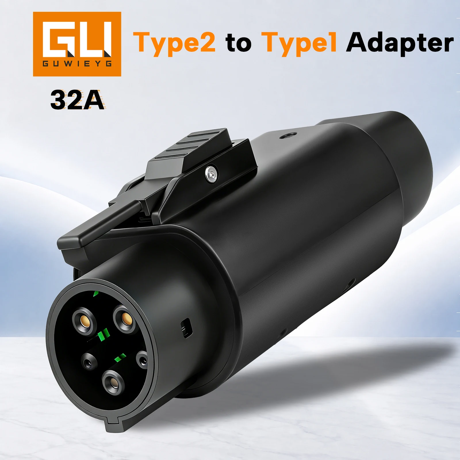 Typ2 auf Typ1 EV-Ladegerät-Adapter, 32 A, einphasig, kompatibel mit Typ 2-Ladegerät für Elektroautos mit Typ
