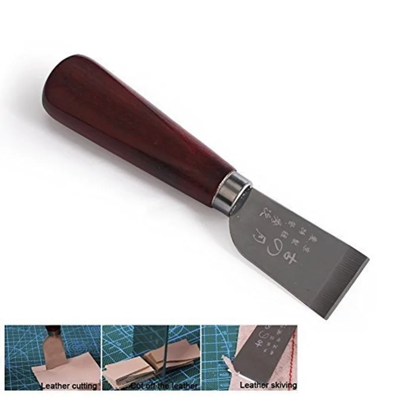 DIY Leathercraft Werkzeug Holzgriff Edelstahl Leder Schneidmesser Lederschaufel Messer für die