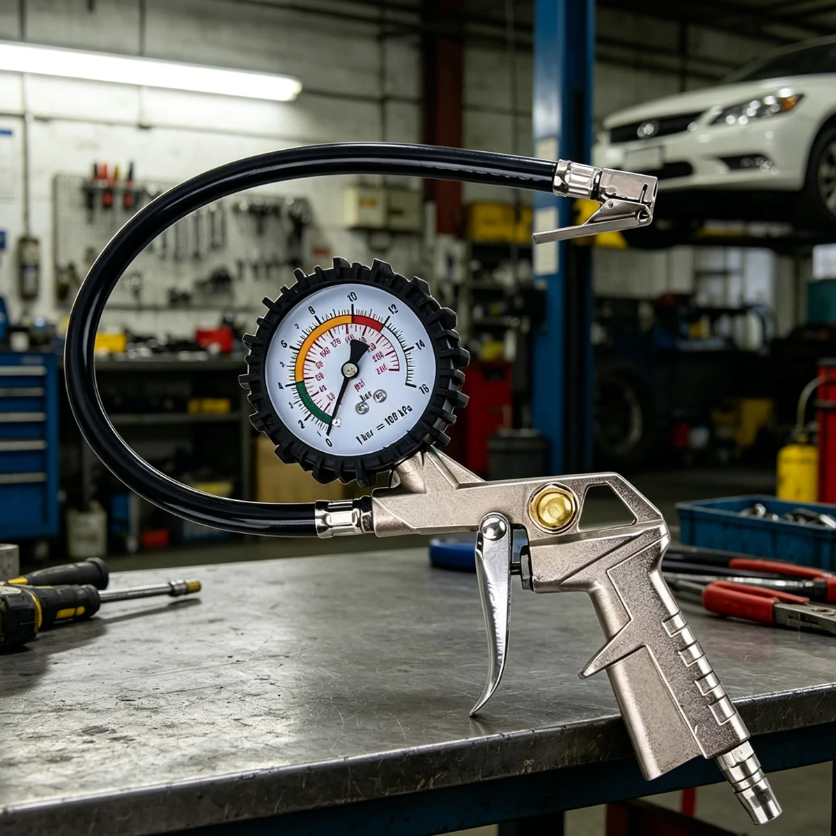 Digitaler Reifendruckprüfer für Autos - Werkstattwerkzeug zur Reifenreparatur