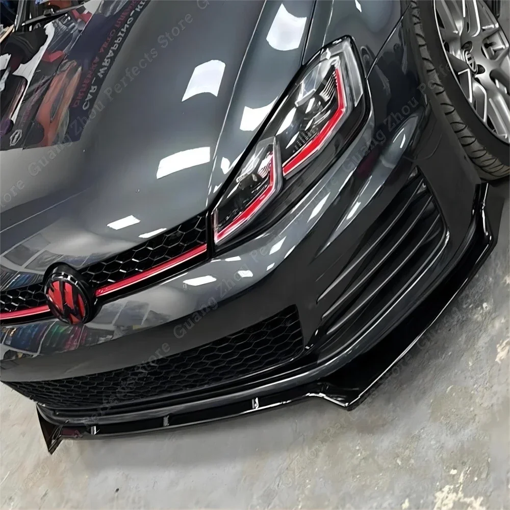 Maxton Style glänzend schwarze Frontstoßstangen-Splitterlippe für VW Golf 7 7,5 GTI GTD R R-Line 2013-2020
